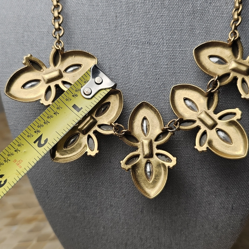 [J. CREW] Art Deco Style Gold, Taupe & Charcoal Gray Statement Necklace - Picture 10 of 16